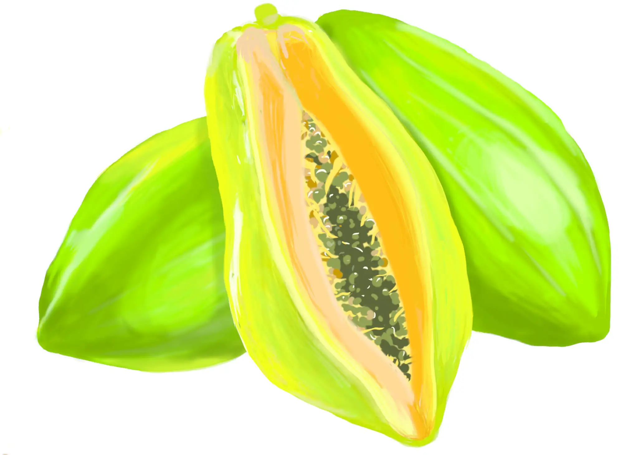 泰国水果：未成熟的青木瓜可制成色拉，是泰国代表菜。