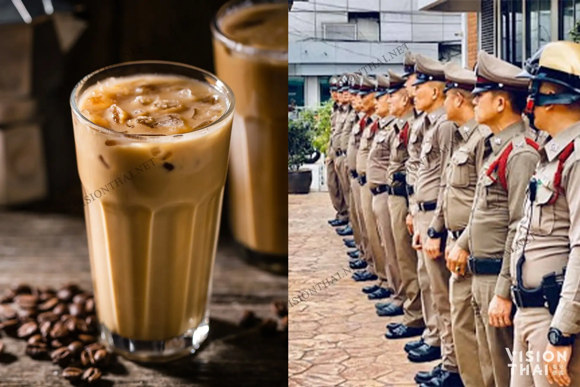 泰國示威者幽默自創暗號：摩卡咖啡/警察（製圖：VISION THAI）