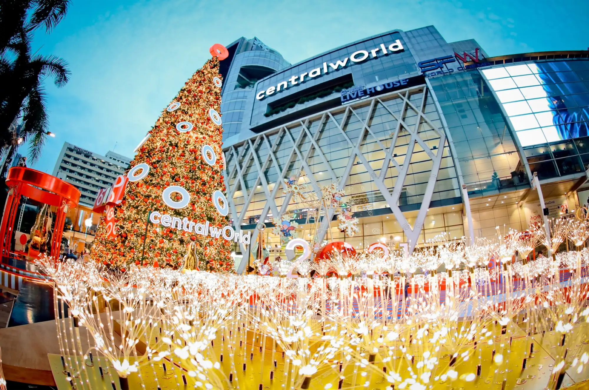 曼谷centralwOrld聖誕節佈景採用數十萬個蒲公英燈光作為點亮幸福之光（圖片來源：centralwOrld官方粉專）
