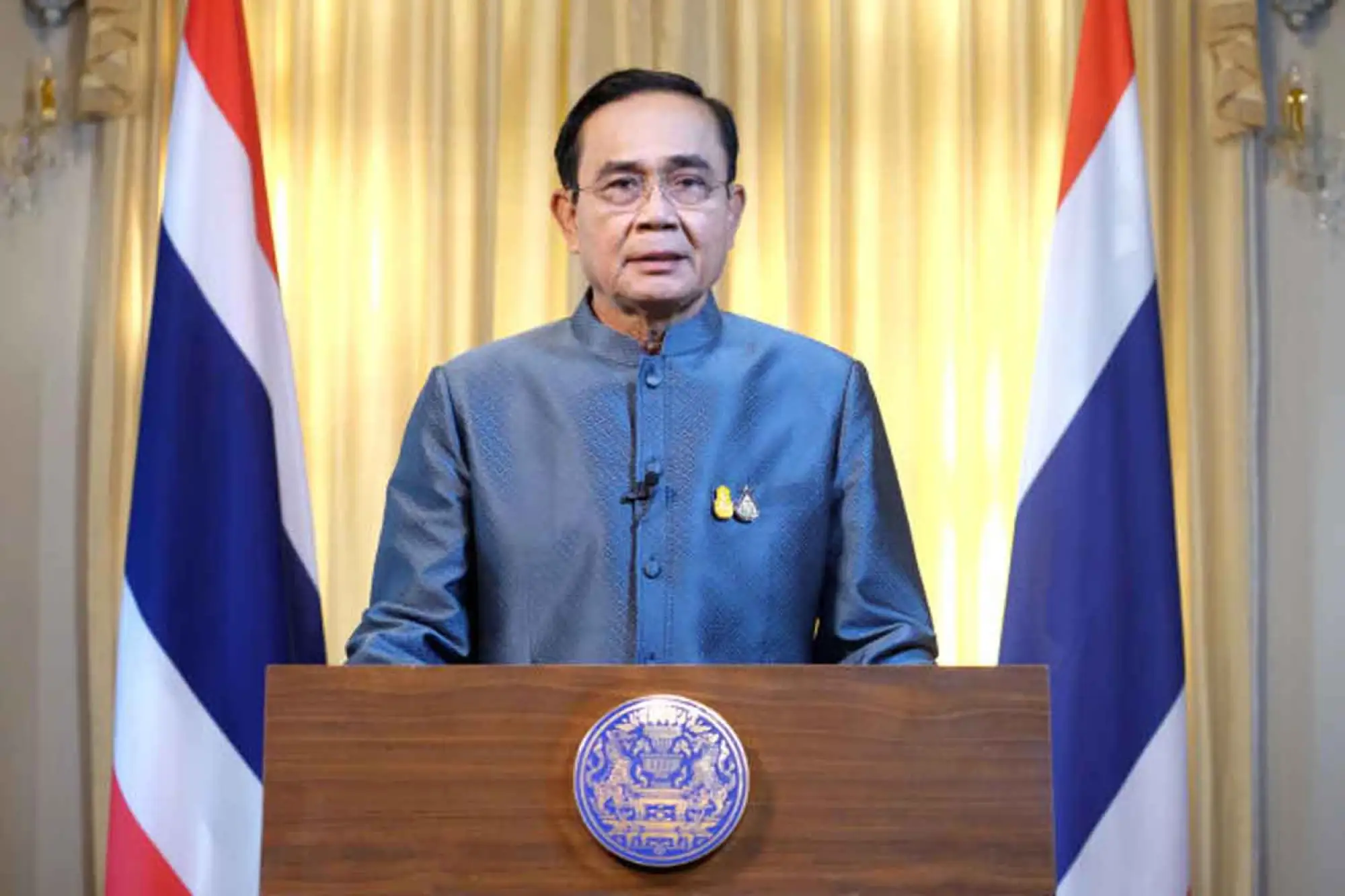 泰國總理巴育就最近爆發的Covid-19事件發表講話（圖片來源：Bangkok Post）