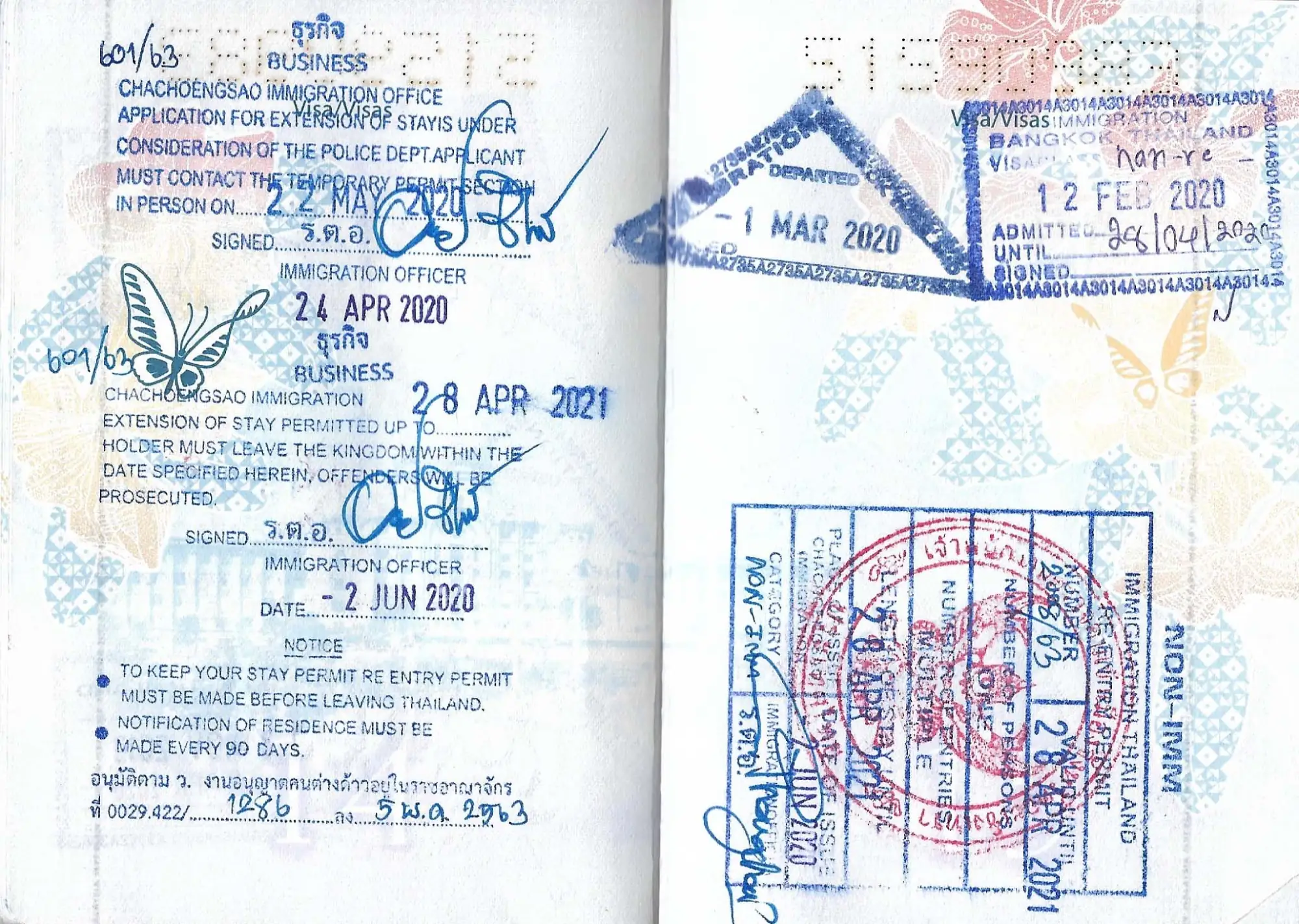范例图，泰国工作签证（图片来源：感谢Ang Wee Peng提供）
