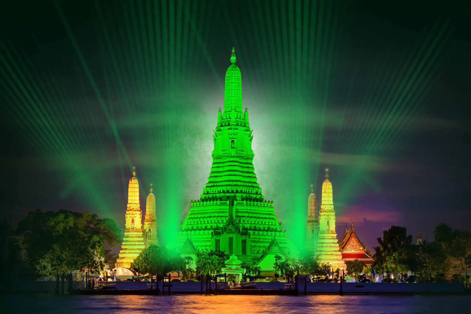 慶祝聖派翠克節 曼谷鄭王廟將變"綠"（圖片來源：@IrlEmbBangkok推特帳號）
