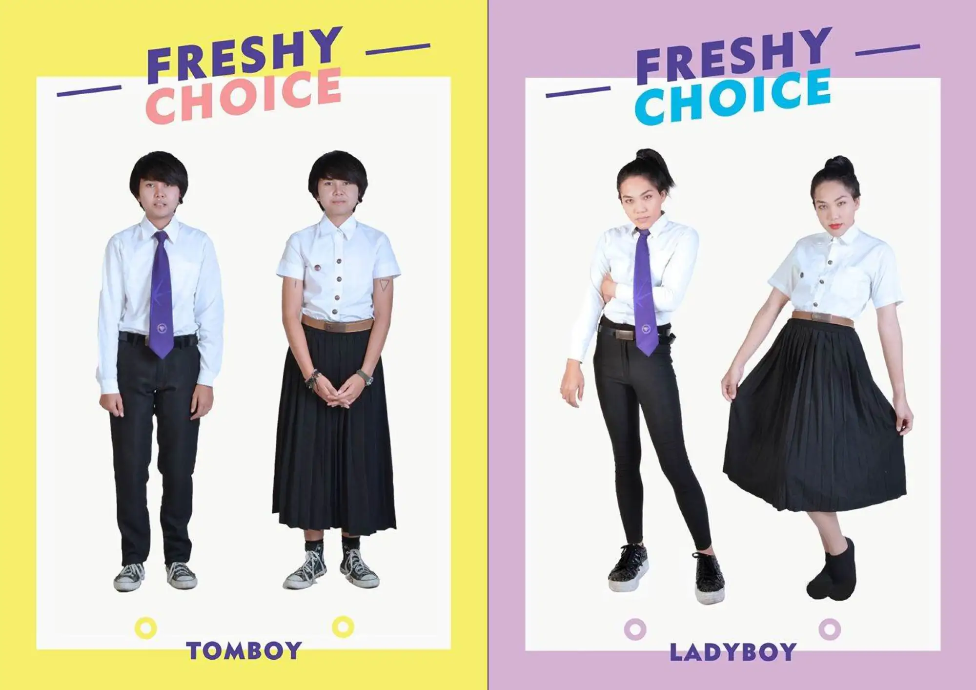 除了常见的男生、女生校服，他们还有无性别差异的中性风格校服（图片来源：muslimthaipost）