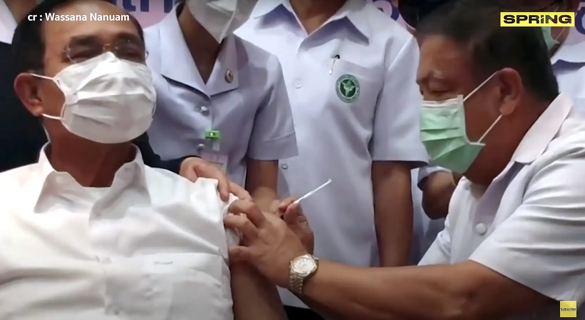 泰國總理巴育完成兩劑AZ疫苗施打 呼籲全民安心接種（圖片來源：Spring影片截圖）