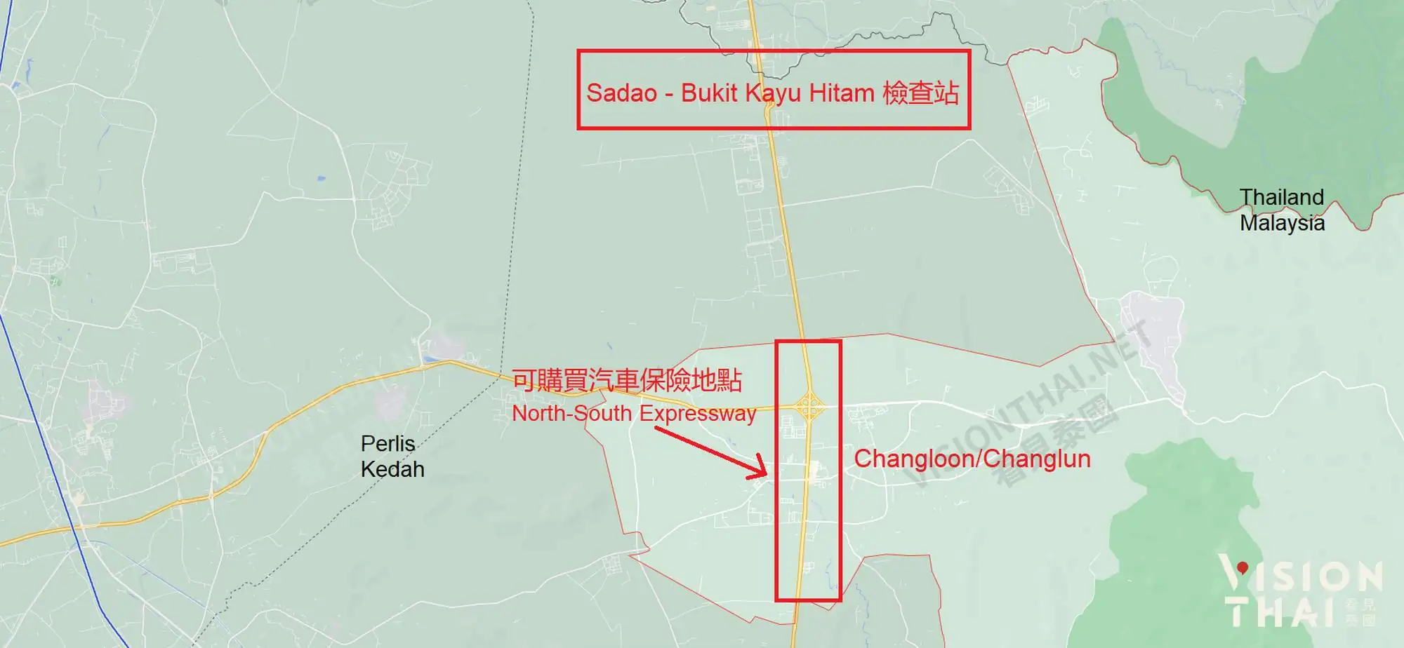 嶂伦(Changlun)可購買保險地點（圖片來源：Google Maps）