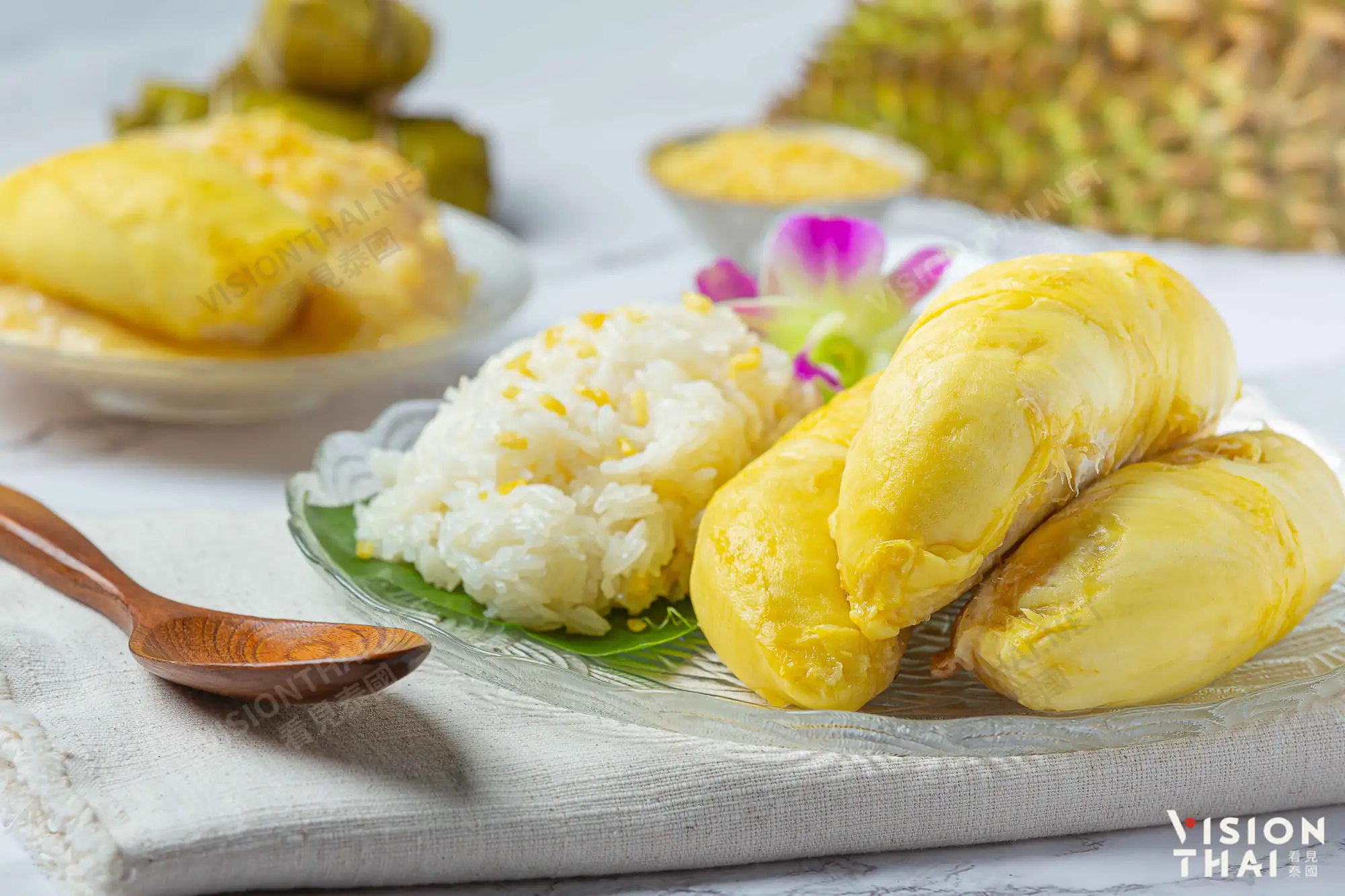 除了芒果，榴槤糯米飯也是相當受歡迎的甜品（來源：看見泰國）
