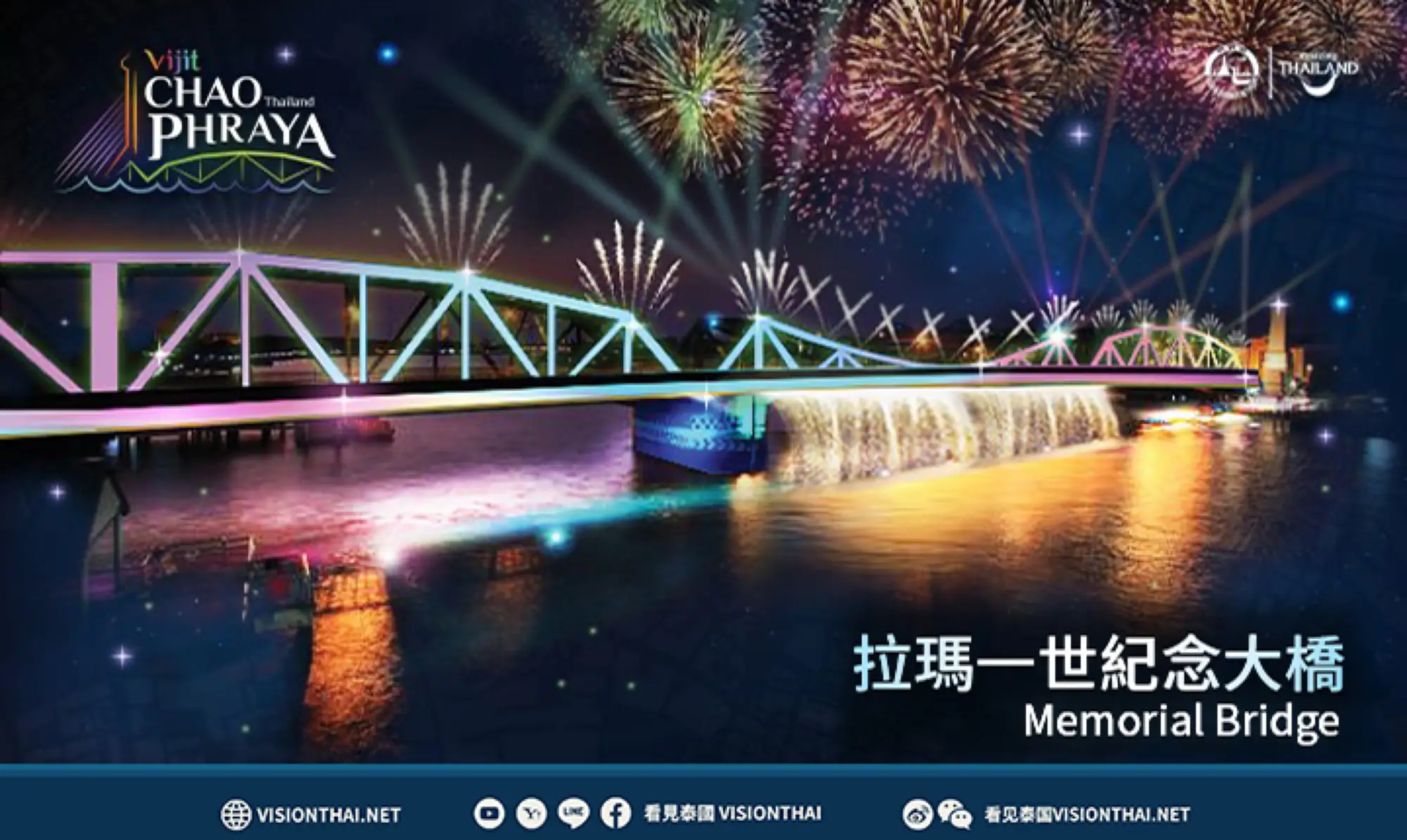 拉瑪一世紀念大橋：聲光秀（圖片來源：泰旅局）