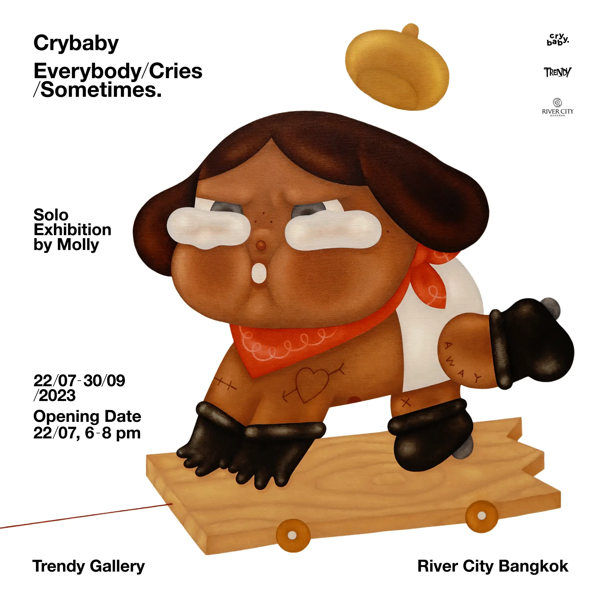 「愛哭鬼茉莉」個展曼谷河城展出，獨家「失眠區」陪伴一起哭！（圖片來源：潮流畫廊(Trendy Gallery) & 曼谷河城(River City Bangkok)）
