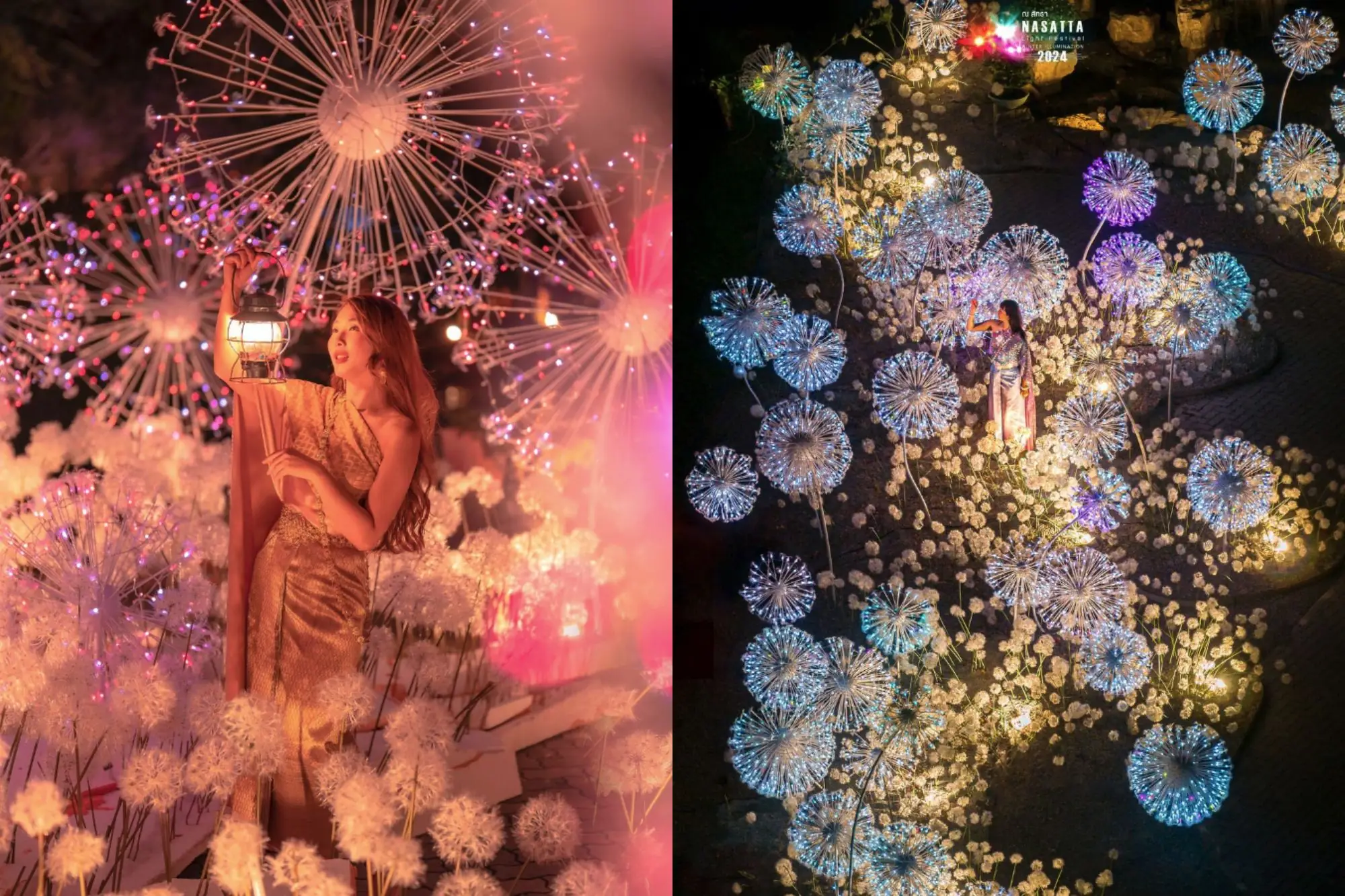 2024泰国纳萨塔灯光节！超梦幻泰国节庆：蓝色灯海、灯光隧道（来源：官方FB）