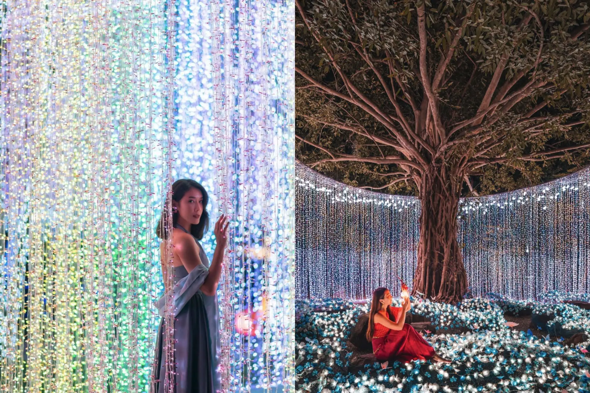 2024泰國納薩塔燈光節！超夢幻泰國節慶：藍色燈海、燈光隧道（來源：官方FB）