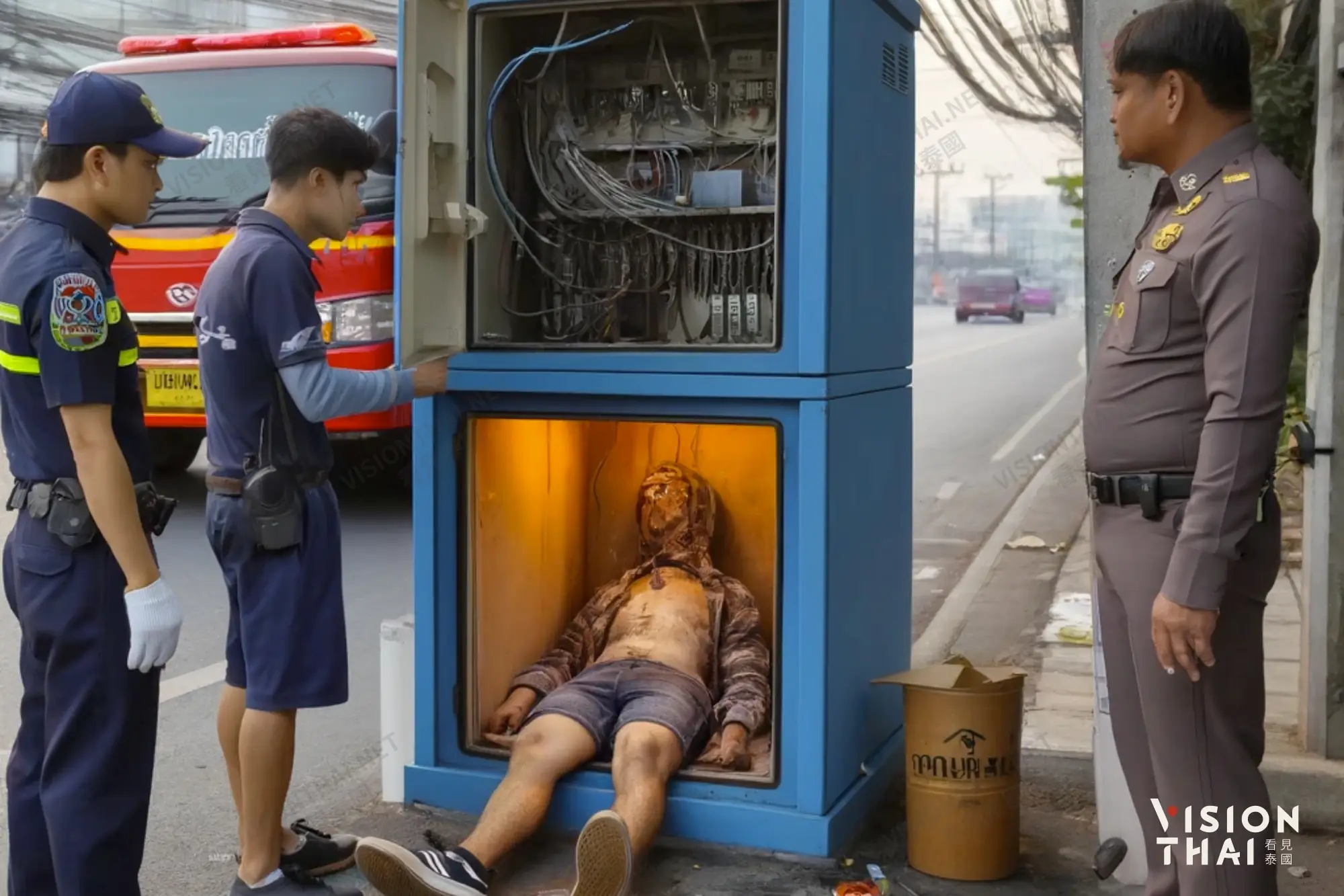 曼谷變電箱藏屍！死因與身分待釐清（來源：示意製圖）