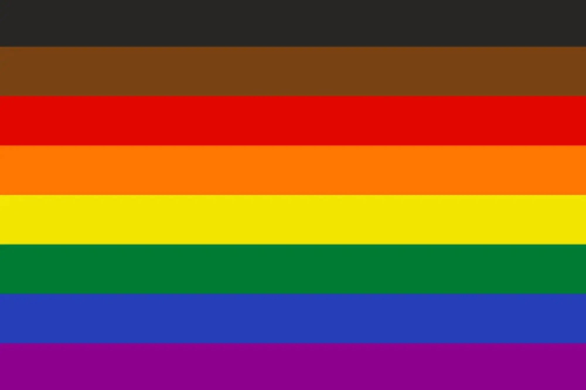 费城骄傲旗：六色彩虹旗上添加了黑色和棕色条纹，代表有色人种的LGBTQ+族群。（来源：Pantone）