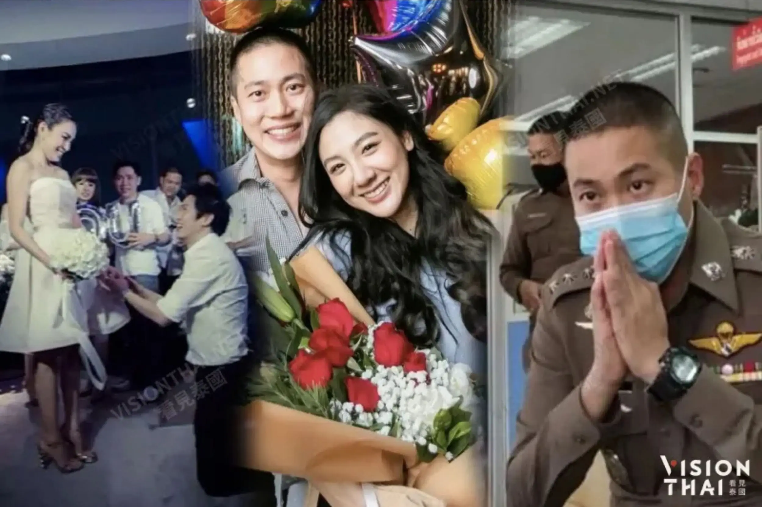 涉嫌杀死毒贩的泰警与女星May传过绯闻,案发当时与警局局长女儿交往。(图片整理自网路)