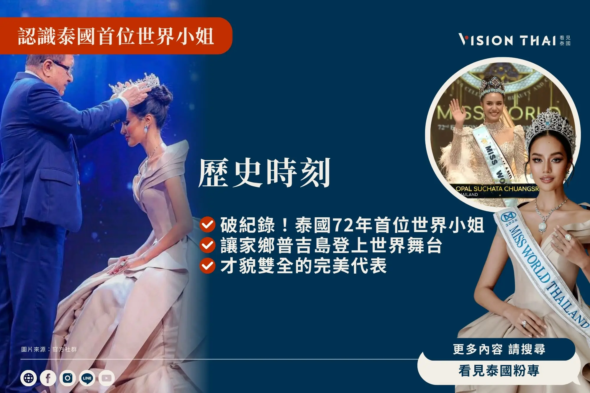 泰國首位世界小姐誕生！一文認識蘇查塔·川斯里（來源：看見泰國 Vision Thai）