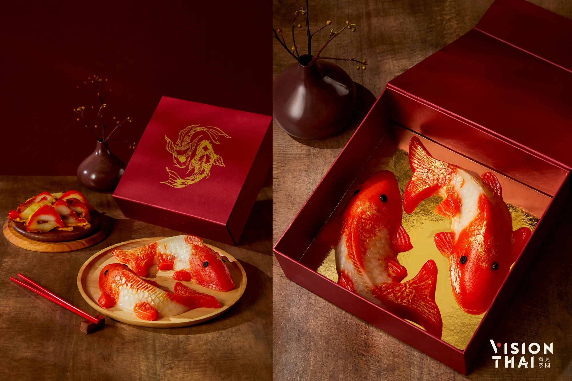 曼谷柳餐厅同步推出象征富贵有余的「锦鲤造型年糕礼盒」（来源：Conrad柳餐厅）