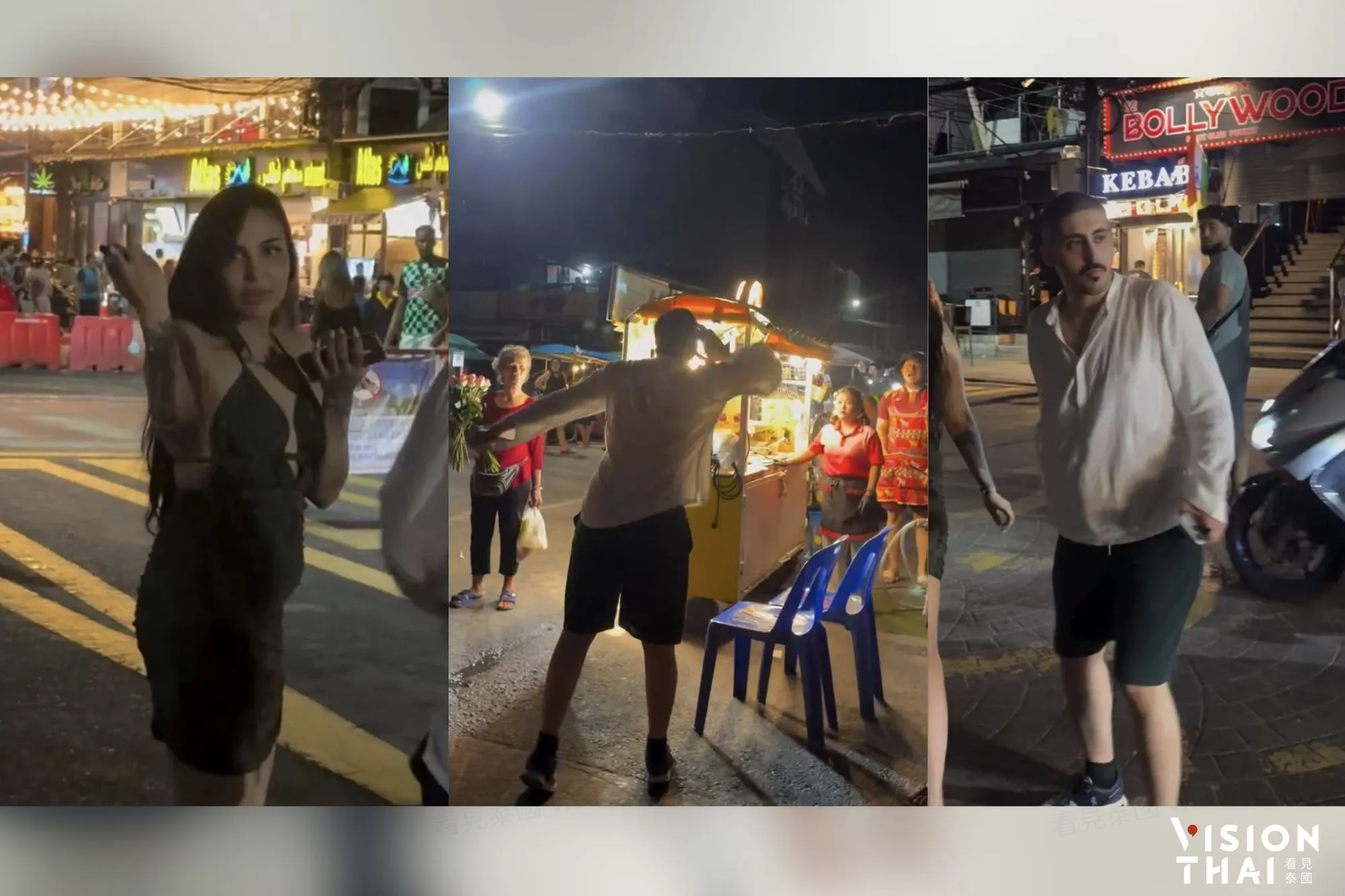 兩名外國遊客用餐後逃單，被店家追問時竟對店家吐痰、比中指挑釁。（來源：Phuket Times ภูเก็ตไทม์）