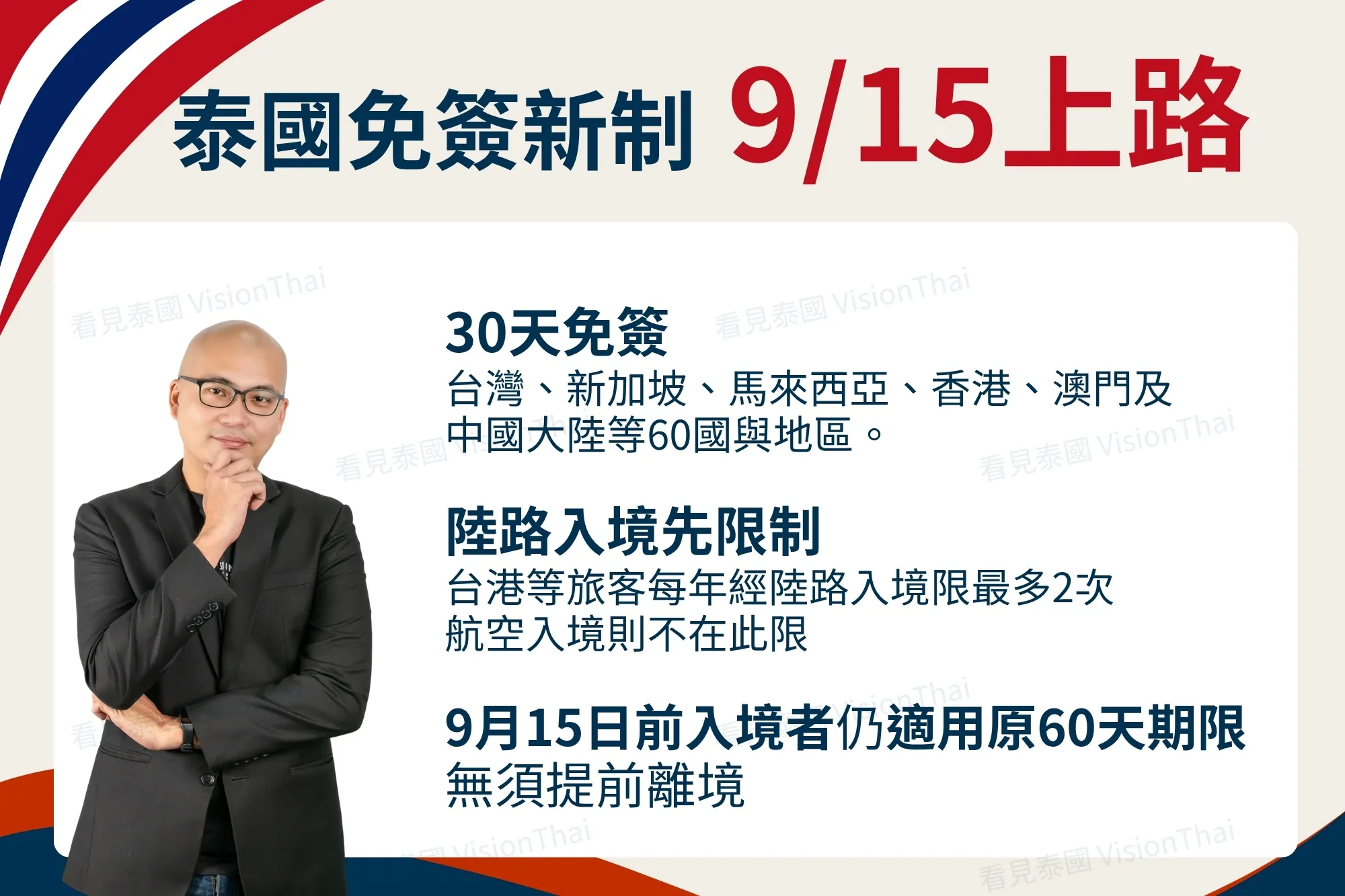 去泰國免簽只剩30天 9月15日起生效！這些入境規定也改了（來源：看見泰國 VisionThai）