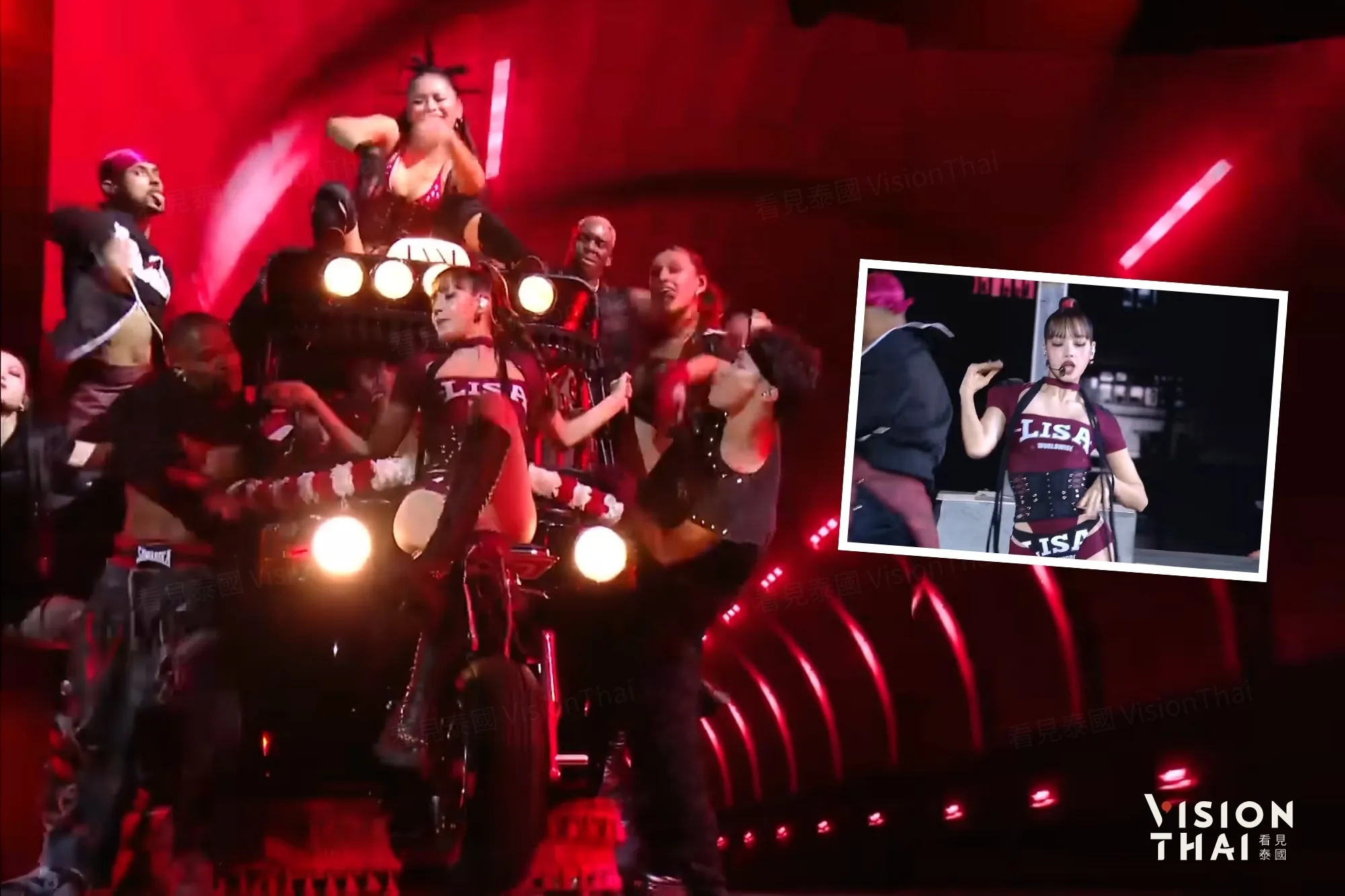 Lisa表演新歌〈SaWaDiKa〉將嘟嘟車與泰拳搬上VMA舞台(來源:MTV)