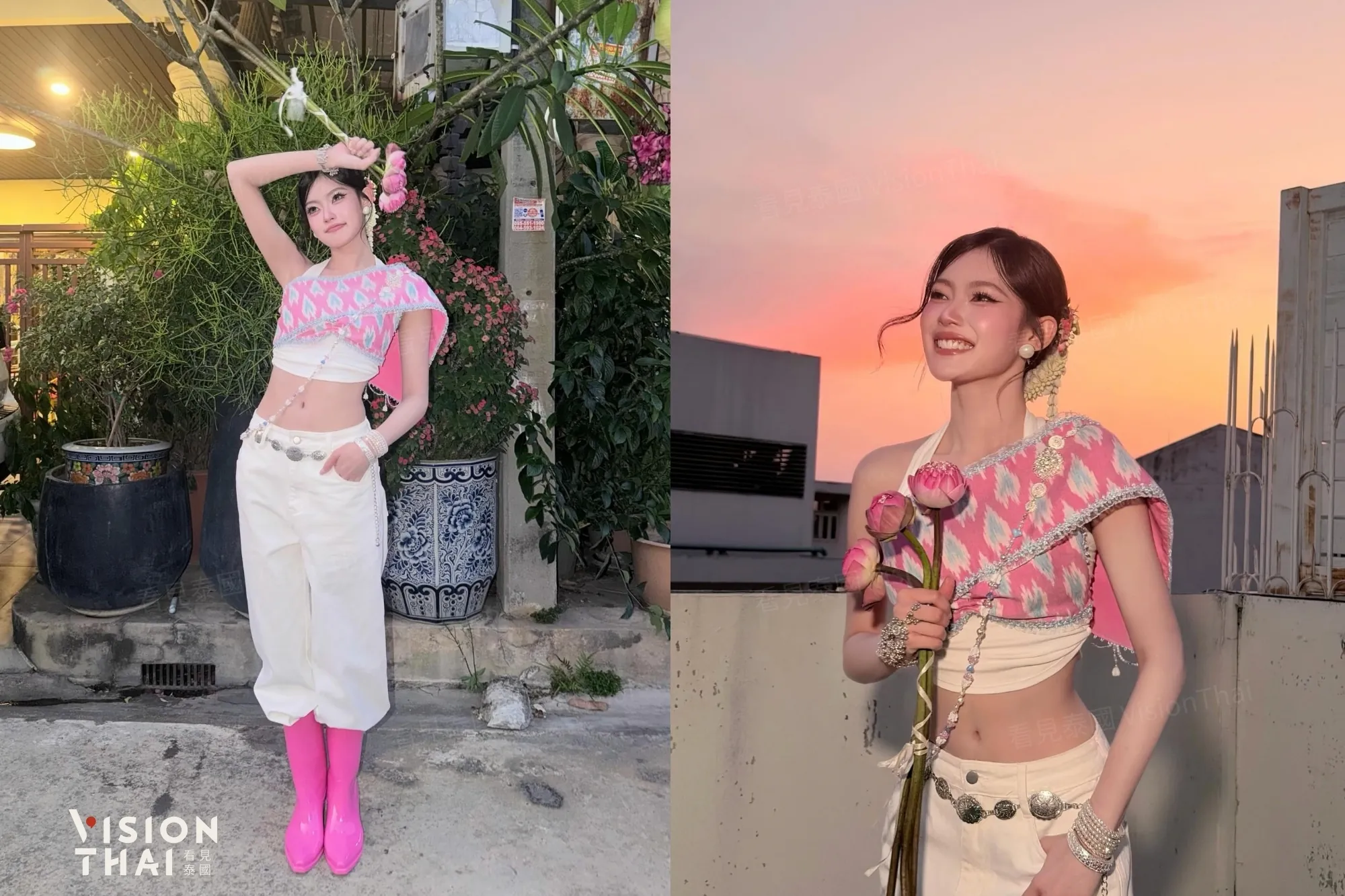 泰服搭牛仔褲已經成為泰國年輕人最具特色穿搭（來源：IG@mmabelzz）